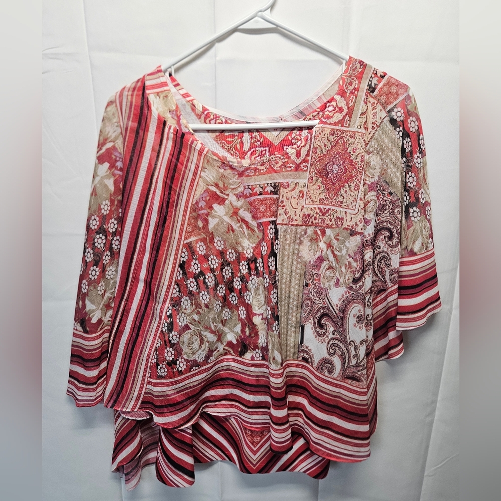 Energe Floral Patchwork Women's 2 Piece Top NWT